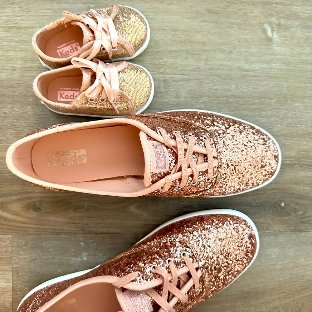 Sparkly baby Keds. Rose gold.